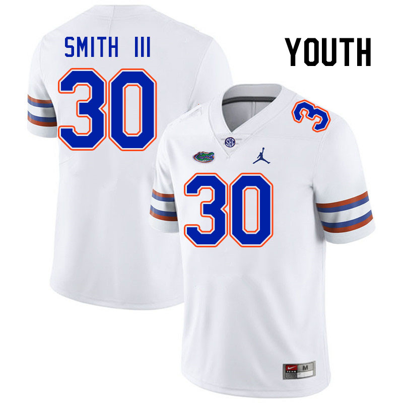 Youth #30 Gregory Smith III Florida Gators College Football Jerseys Stitched-White